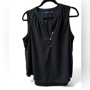 Apt. 9 solid black sleeveless gold button v-neck blouse. Sz. L